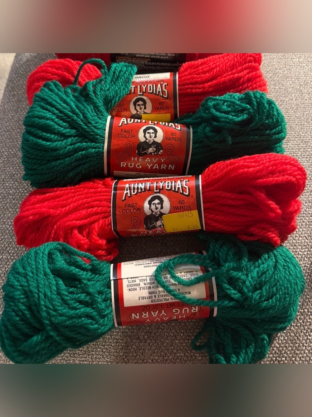 VTG American Thread Aunt Lydias HEAVY RUG Yarn polyester  1.6oz ea 4 Skeins
